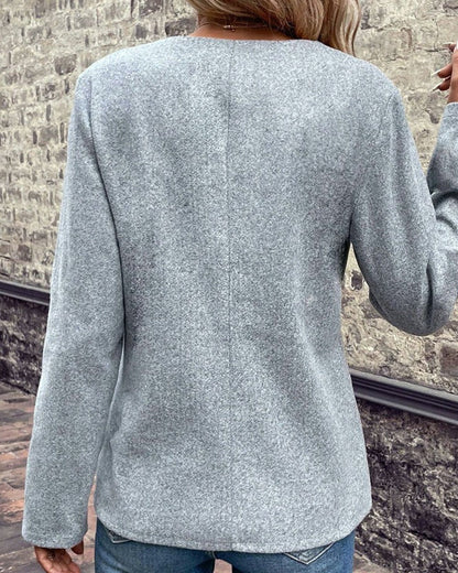 Abrigo de punto para mujer con patchwork en colores contrastantes - Prenda de abrigo elegante de manga larga para la oficina, el día a día, el tiempo libre y un estilo business casual