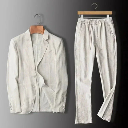Men's Linen Suit with Blazer and Trousers – Elegant Summer Suit for Weddings, Parties, Business, and Other Special Occasions