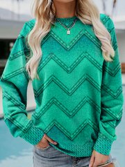 Dame Sweatshirt Med Print, Rund Hals Og Lange Ærmer – Afslappet Pullover Til Hverdagsbrug, Fritid Og Casual Stil