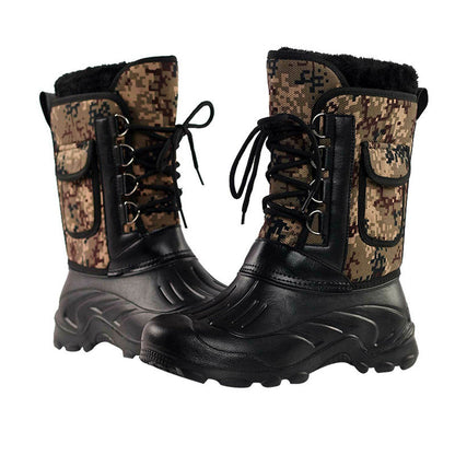 Botas de nieve impermeables para hombre con forro de felpa, cordones y suela de goma antideslizante – Cálidas botas de invierno hasta media pantorrilla para días fríos y actividades al aire libre