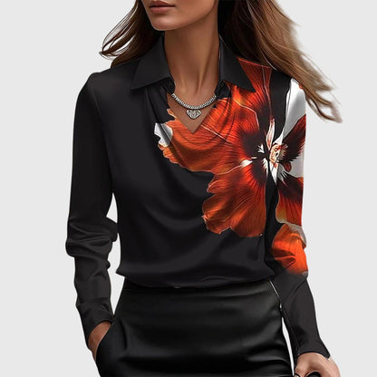 Women's Satin Blouse with a Cowl Neckline and Long Sleeves – Elegant Shirt Blouse for the Office, Evening Wear and Smart-Casual Style