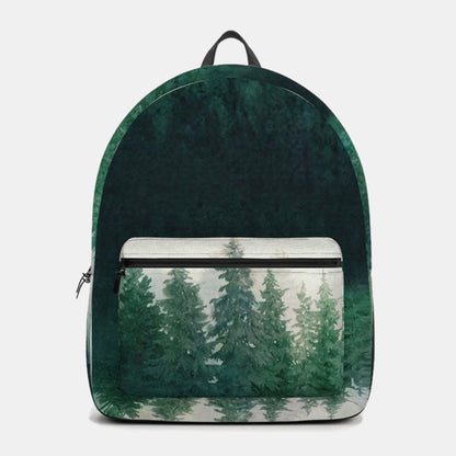 Men's backpack with woodland print and rounded design - Oxford school/everyday bag with a large front zippered pocket
