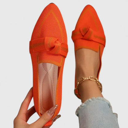 Dame Loafers med Spids Tå – Slip-On Flade Sko med Knudedetalje til Kontor og Hverdagsbrug