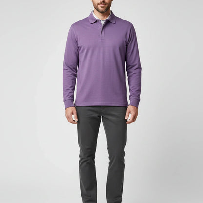 Herre Langærmet Poloshirt – Normal Pasform Til Elegant Hverdagsbrug