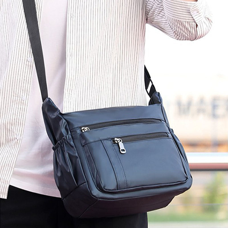 Herre Nylon Crossbody-taske Med Flere Lommer Og Justerbar Skulderrem – Rummelig Messenger-taske Med Lynlåsrum Til Arbejde, Rejser Og Hverdagsbrug