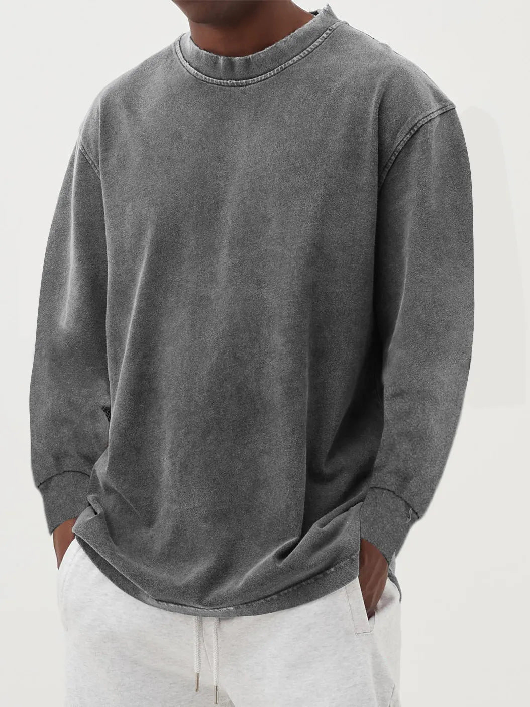 Men's Knit Sweater with Crew Neck and Dropped Shoulders – Relaxed Sweater for Everyday Wear, Leisure, the Office, and Smart Casual Style