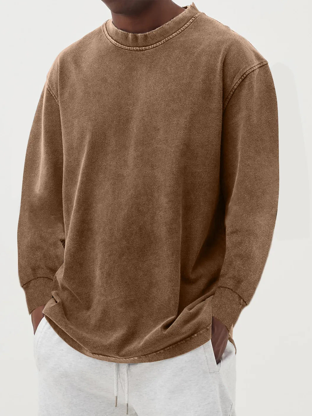 Men's Knit Sweater with Crew Neck and Dropped Shoulders – Relaxed Sweater for Everyday Wear, Leisure, the Office, and Smart Casual Style