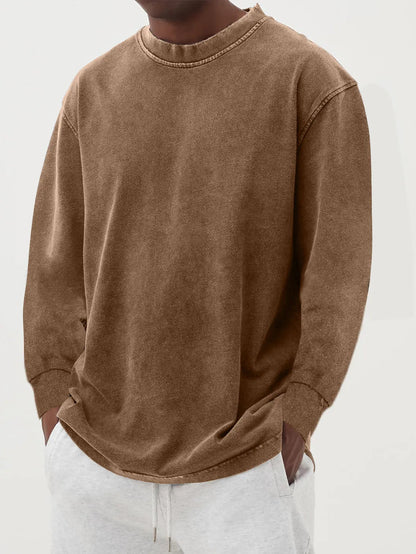 Men's Knit Sweater with Crew Neck and Dropped Shoulders – Relaxed Sweater for Everyday Wear, Leisure, the Office, and Smart Casual Style