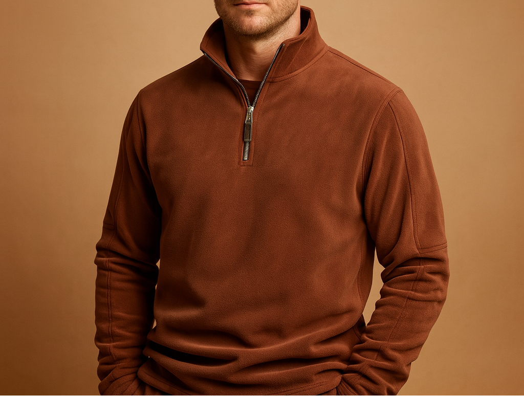 Herre Fleece-pullover Med Half-zip Og Ståkrave – Blød Sweatshirt Med Lange Ærmer Til Efterår, Vinter, Udendørsaktiviteter Og Afslappet Hverdagsbrug