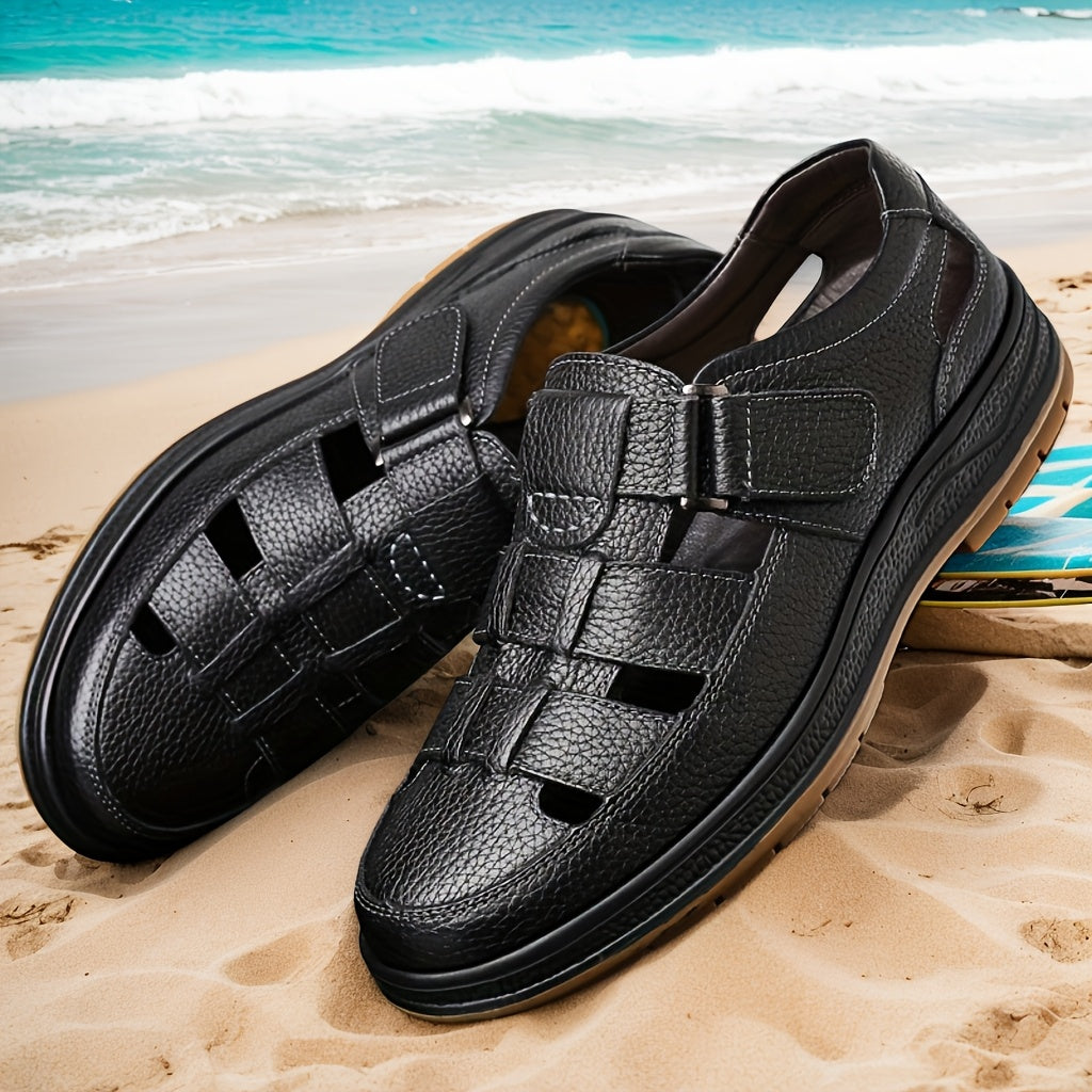 Herresandaler med Tekstureret Design, Polstret Sål og Sommerudskæringer