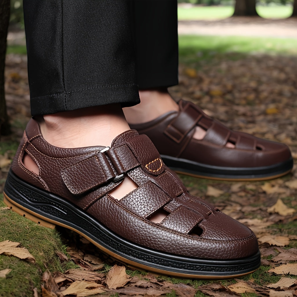 Herresandaler med Tekstureret Design, Polstret Sål og Sommerudskæringer