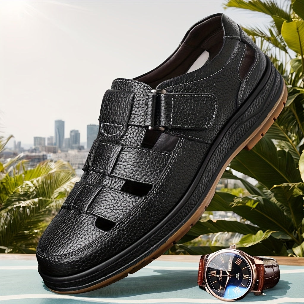 Herresandaler med Tekstureret Design, Polstret Sål og Sommerudskæringer