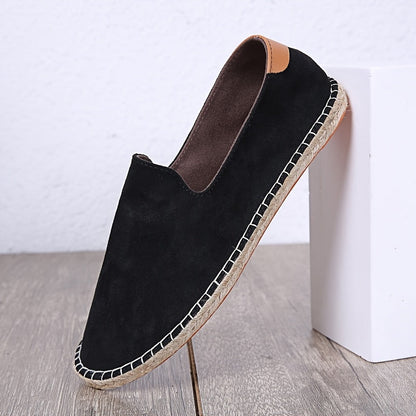 Espadrile slip-on pentru bărbați, cu partea superioară din pânză și margine a talpii împletite