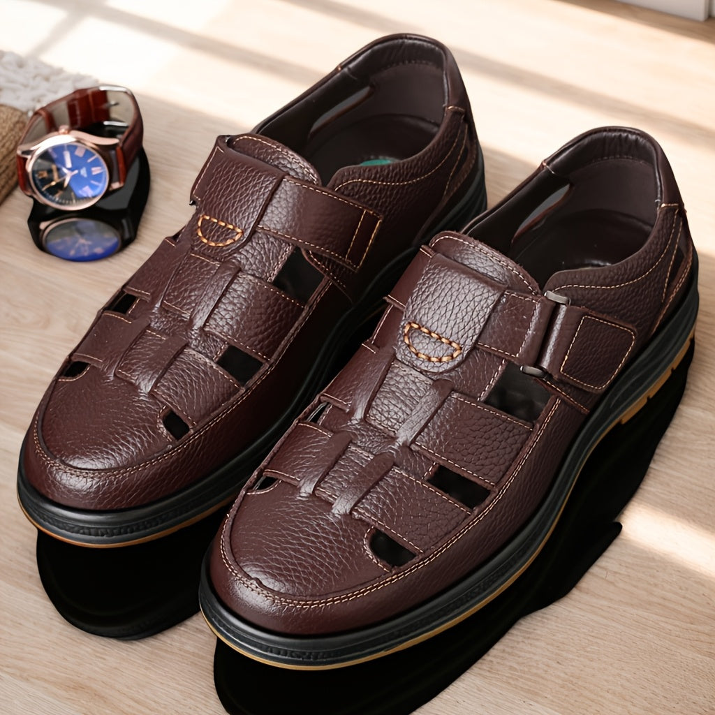 Herresandaler med Tekstureret Design, Polstret Sål og Sommerudskæringer