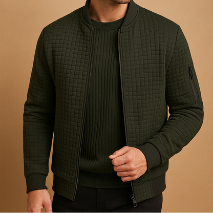 Men's cable-knit sweater with a half-zip and turtleneck - Regular-fit knitwear for the office, weekends, and stylish everyday wear in the cold season