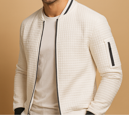 Men's cable-knit sweater with a half-zip and turtleneck - Regular-fit knitwear for the office, weekends, and stylish everyday wear in the cold season