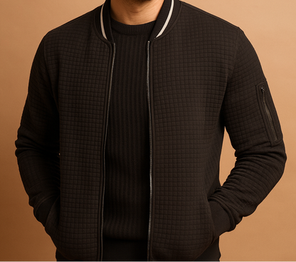 Men's cable-knit sweater with a half-zip and turtleneck - Regular-fit knitwear for the office, weekends, and stylish everyday wear in the cold season