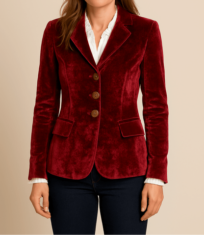 Dame Figursyet Blazer Med Enkelt Knaplukning Og Revers – Elegant Jakke Til Kontoret, Smart Casual-stil Og Professionelt Hverdagsbrug
