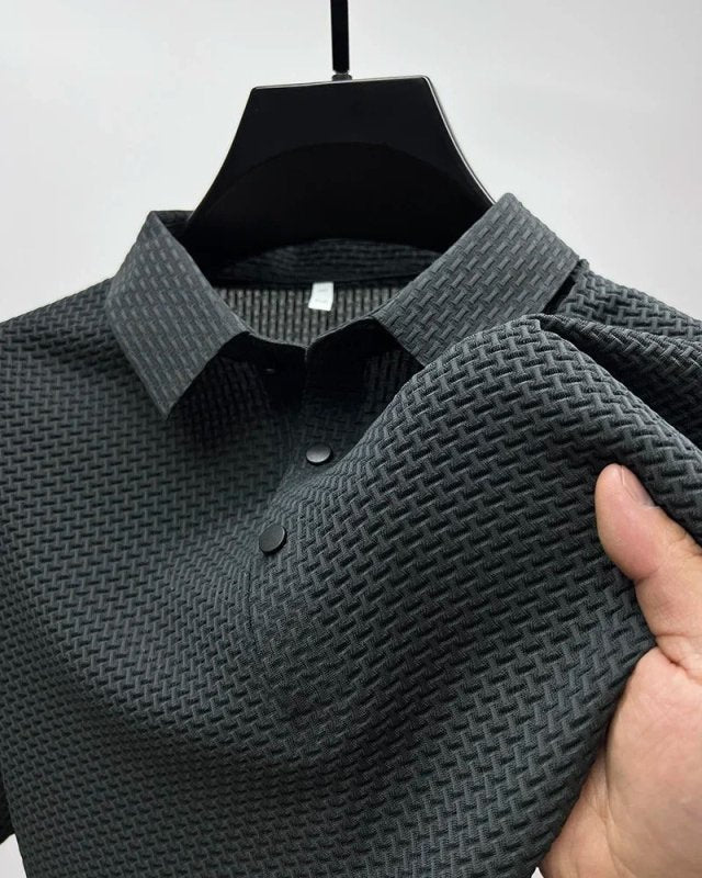 Polo de manga corta para hombre con tejido ligeramente texturizado – Prenda versátil para el día a día informal y el golf