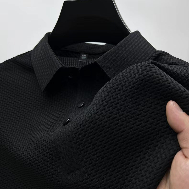 Polo de manga corta para hombre con tejido ligeramente texturizado – Prenda versátil para el día a día informal y el golf