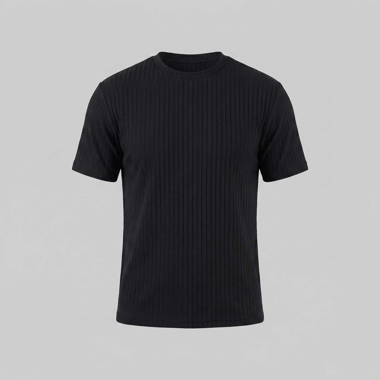 Herre Ribbet T-shirt Med Rund Hals Og Smal Pasform