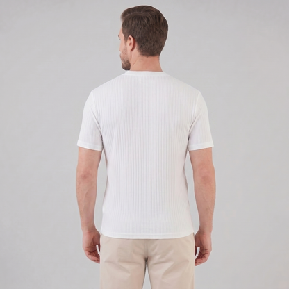 Herre Ribbet T-shirt Med Rund Hals Og Smal Pasform