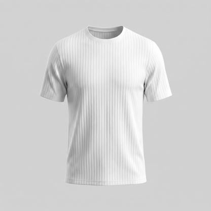 Herre Ribbet T-shirt Med Rund Hals Og Smal Pasform