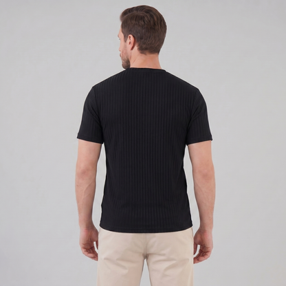 Herre Ribbet T-shirt Med Rund Hals Og Smal Pasform