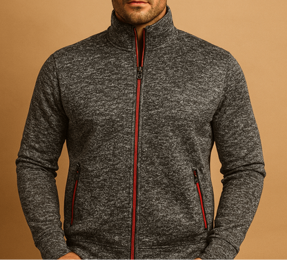 Cárdigan para hombre con cremallera completa y cuello alto - Capa intermedia ligera con bolsillos con cremallera para trabajar al aire libre, viajar y uso diario informal