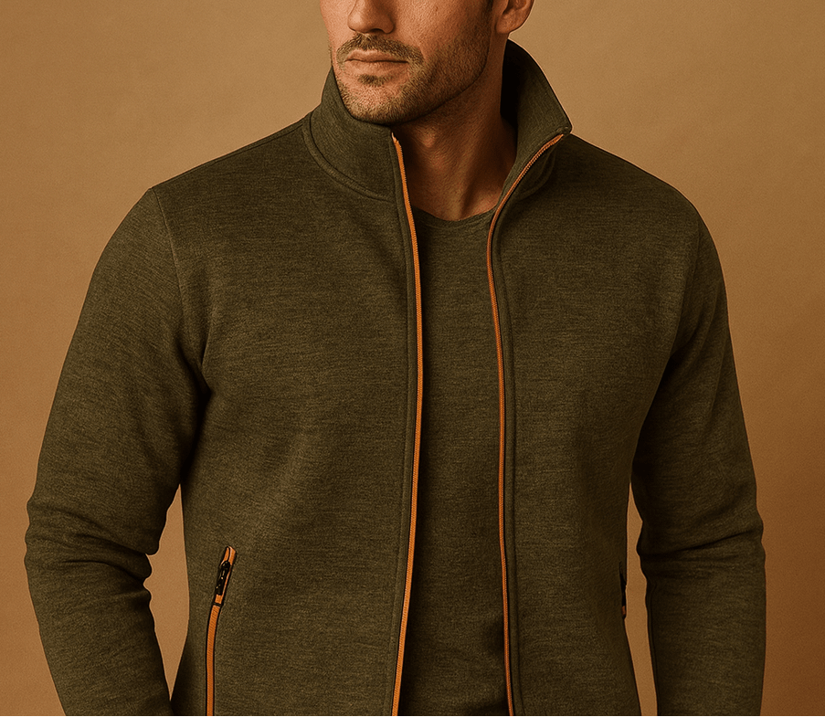 Cárdigan para hombre con cremallera completa y cuello alto - Capa intermedia ligera con bolsillos con cremallera para trabajar al aire libre, viajar y uso diario informal
