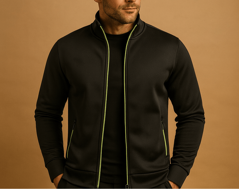 Cárdigan para hombre con cremallera completa y cuello alto - Capa intermedia ligera con bolsillos con cremallera para trabajar al aire libre, viajar y uso diario informal