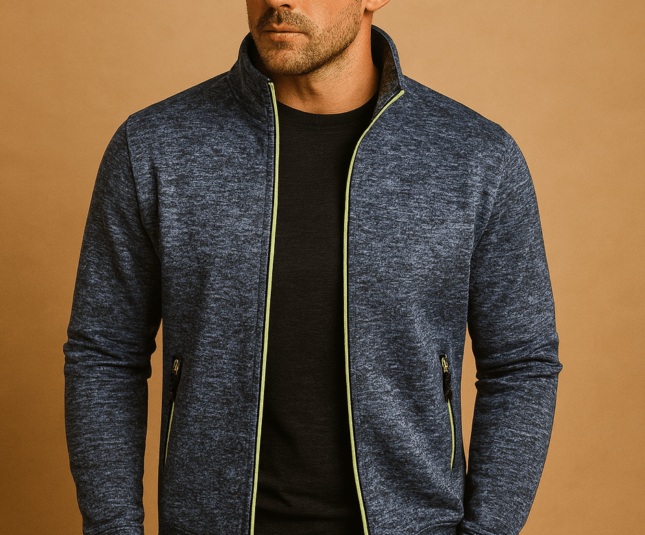 Cárdigan para hombre con cremallera completa y cuello alto - Capa intermedia ligera con bolsillos con cremallera para trabajar al aire libre, viajar y uso diario informal