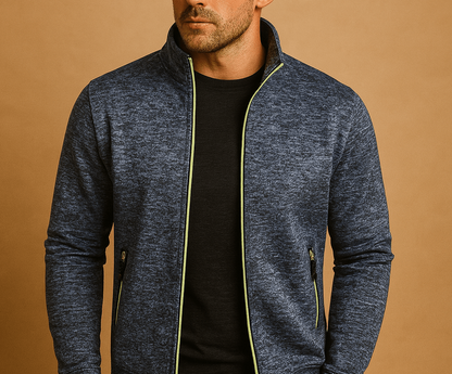 Cárdigan para hombre con cremallera completa y cuello alto - Capa intermedia ligera con bolsillos con cremallera para trabajar al aire libre, viajar y uso diario informal