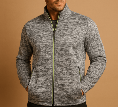 Cárdigan para hombre con cremallera completa y cuello alto - Capa intermedia ligera con bolsillos con cremallera para trabajar al aire libre, viajar y uso diario informal