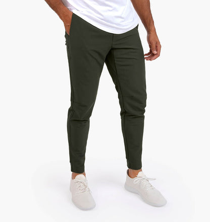 Pantalones de corte slim para hombre con elasticidad - Pantalones informales con perneras cónicas y bolsillos laterales para un uso diario cómodo y un estilo informal