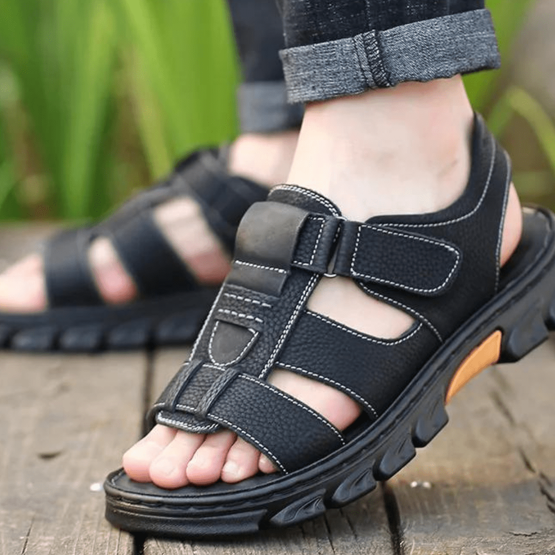 Sandalias cómodas para hombre con correas ajustables de velcro - sandalias abiertas de senderismo con suela resistente para caminar, vacaciones y uso diario