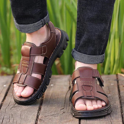 Sandalias cómodas para hombre con correas ajustables de velcro - sandalias abiertas de senderismo con suela resistente para caminar, vacaciones y uso diario