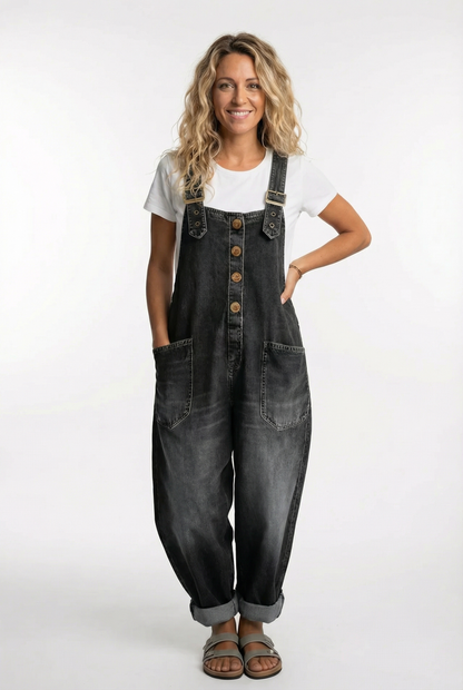 Dame Afslappet Denim Overalls Jumpsuit Med Justerbare Stropper