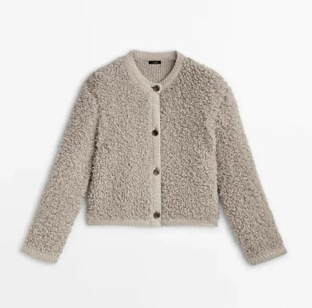 Dame Cropped Bouclé-cardigan Med Knaplukning Og Rund Hals – Tekstureret Strik Til Hverdagsbrug, Fritid Og Elegant Lag-på-lag Styling
