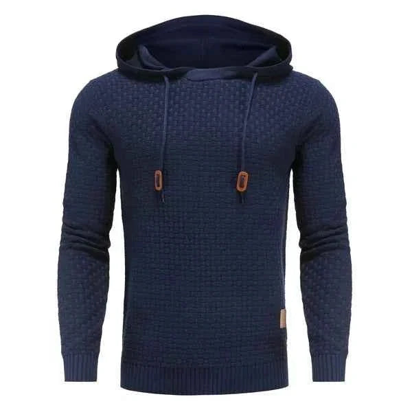 Sudadera de punto texturizado para hombre - Jersey clásico con capucha, cordón y bolsillo tipo canguro para un estilo informal y el uso diario
