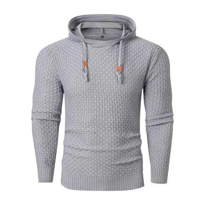 Sudadera de punto texturizado para hombre - Jersey clásico con capucha, cordón y bolsillo tipo canguro para un estilo informal y el uso diario