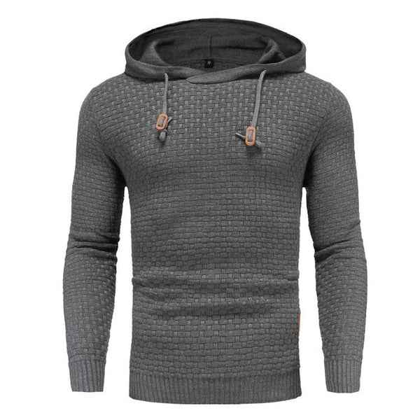 Sudadera de punto texturizado para hombre - Jersey clásico con capucha, cordón y bolsillo tipo canguro para un estilo informal y el uso diario