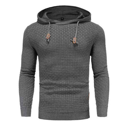 Sudadera de punto texturizado para hombre - Jersey clásico con capucha, cordón y bolsillo tipo canguro para un estilo informal y el uso diario