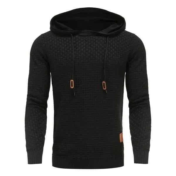Sudadera de punto texturizado para hombre - Jersey clásico con capucha, cordón y bolsillo tipo canguro para un estilo informal y el uso diario