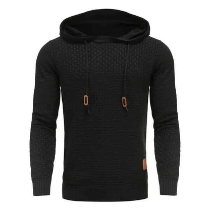 Sudadera de punto texturizado para hombre - Jersey clásico con capucha, cordón y bolsillo tipo canguro para un estilo informal y el uso diario