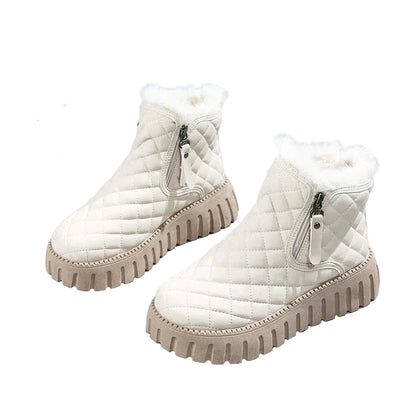 Women's Quilted Ankle Boots with Warm Lining, Side Zipper, and Platform Sole - Comfortable Winter Boots for Fall, Winter, and Everyday Outdoor Wear