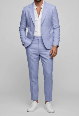 Costum slim fit pentru bărbați, din două piese, cu rever – sacou și pantaloni croiți pe măsură, pentru nunți, serviciu și evenimente formale