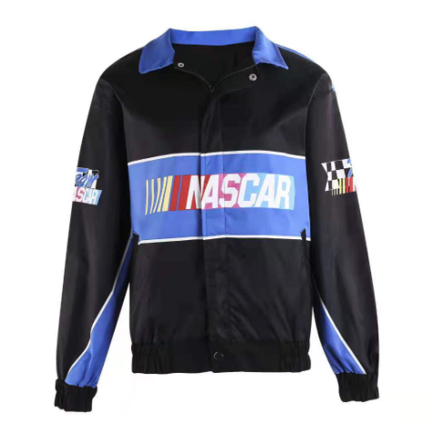Dámská oversized bomber bunda s závodním potiskem - retro streetwear bunda pro každodenní nošení, volný čas a městský styl