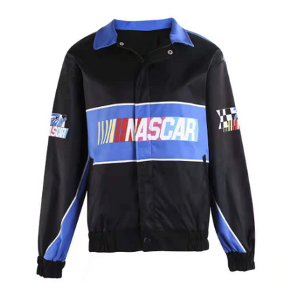Dámská oversized bomber bunda s závodním potiskem - retro streetwear bunda pro každodenní nošení, volný čas a městský styl