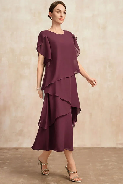 Dame Lagdelt Chiffon Festkjole – Blød Midikjole Til Bryllupper Og Sommerfejringer